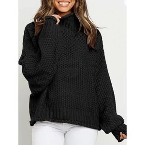 Turtleneck Batwing Sleeve Loose Oversized Chunky Pullover Sweater size Small